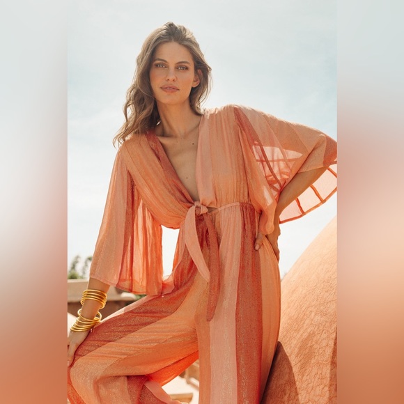 NWT - Sundress x Anthropologie Juliana Jumpsuit in Marbella Mix Terracotta - M/L - Picture 5 of 12